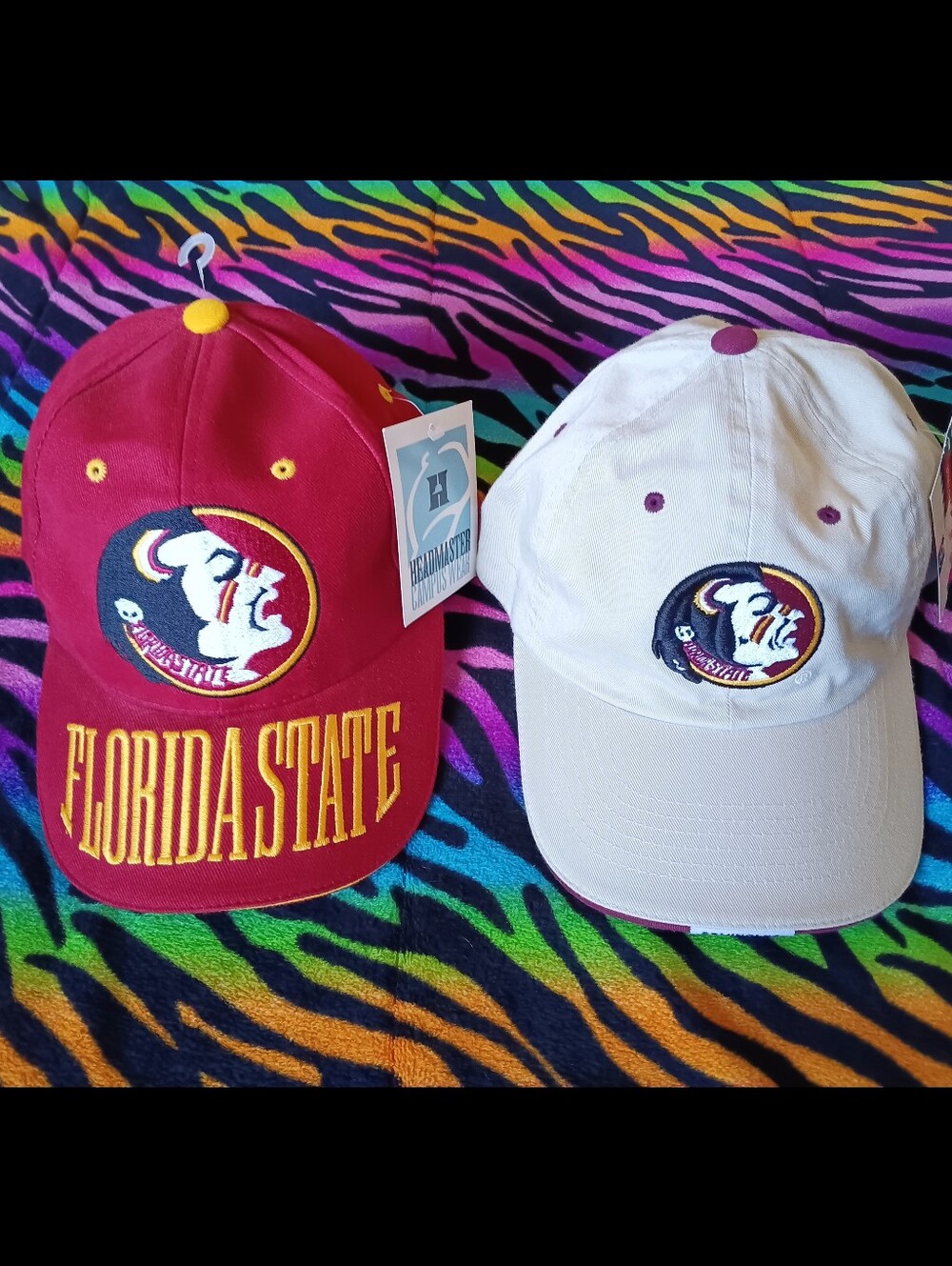 🖤 Lot of 2 Vintage Florida State Seminoles FSU Hats Headmaster Campus Wear OS